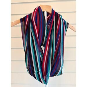Calvin Klein Multicolor Striped Infinity Scarf Lightweight Floaty Circle Scarf